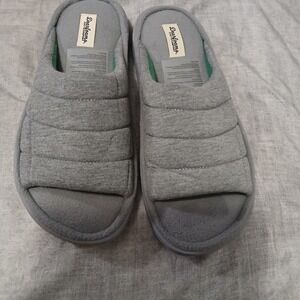 DEARFOAMS Men's L (9-10) Jersey Cozy Comfort Slides Gel Memory Foam • Gray